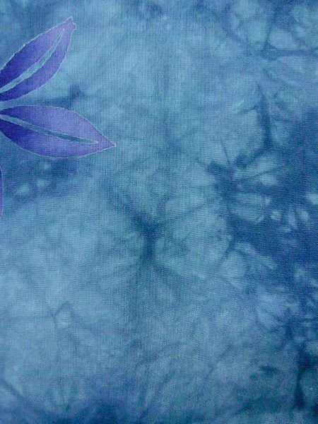 Photo7: O0228A Vintage Japanese kimono  Pale Light Blue YUKATA summer(made in Other than Japan) for women / Cotton. Flower,   (Grade C) (7)