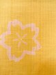 Photo7: Mint O0228B Used Japanese kimono  Grayish Yellow YUKATA summer(made in Japan) for women / Cotton/hemp SAKURA cherry blossom,   (Grade A) (7)