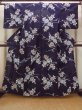 Photo1: O0228D Vintage Japanese kimono   Indigo Blue Pour Dyed Yukata for women / Cotton. Flower,   (Grade C) (1)
