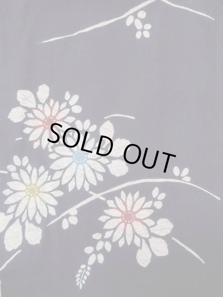 Photo4: O0228D Vintage Japanese kimono   Indigo Blue Pour Dyed Yukata for women / Cotton. Flower,   (Grade C) (4)