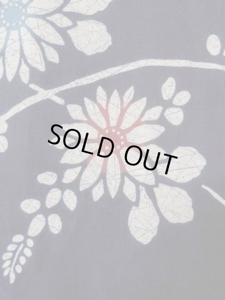 Photo7: O0228D Vintage Japanese kimono   Indigo Blue Pour Dyed Yukata for women / Cotton. Flower,   (Grade C) (7)