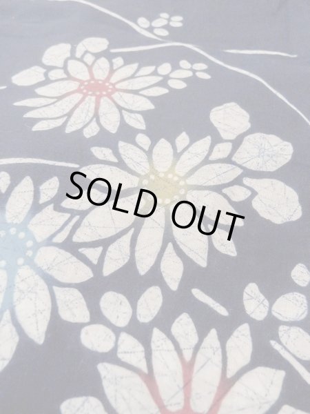 Photo10: O0228D Vintage Japanese kimono   Indigo Blue Pour Dyed Yukata for women / Cotton. Flower,   (Grade C) (10)