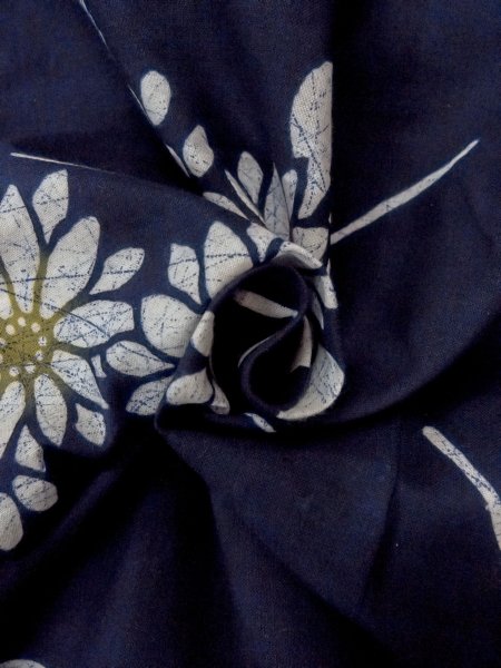 Photo11: O0228D Vintage Japanese kimono   Indigo Blue Pour Dyed Yukata for women / Cotton. Flower,   (Grade C) (11)