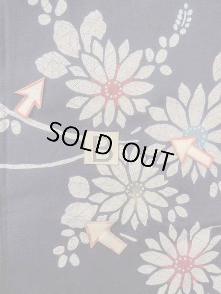 Photo15: O0228D Vintage Japanese kimono   Indigo Blue Pour Dyed Yukata for women / Cotton. Flower,   (Grade C) (15)