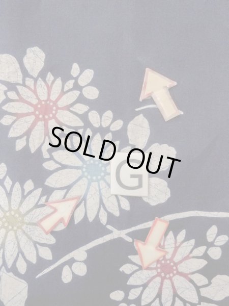 Photo20: O0228D Vintage Japanese kimono   Indigo Blue Pour Dyed Yukata for women / Cotton. Flower,   (Grade C) (20)