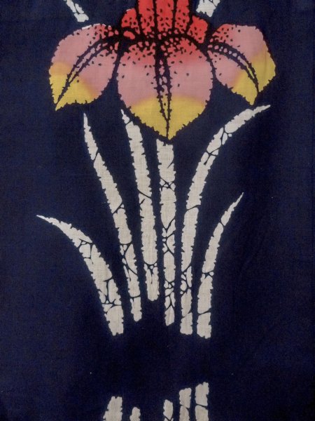 Photo4: O0228E Vintage Japanese kimono   Indigo Blue Pour Dyed Yukata for women / Cotton. Iris,   (Grade C) (4)