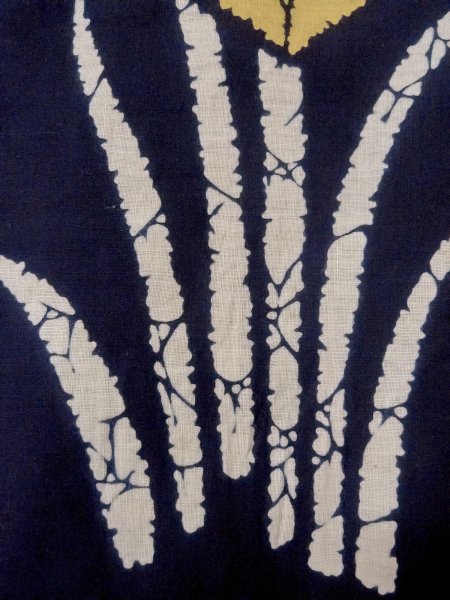 Photo7: O0228E Vintage Japanese kimono   Indigo Blue Pour Dyed Yukata for women / Cotton. Iris,   (Grade C) (7)