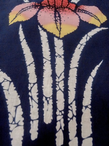 Photo10: O0228E Vintage Japanese kimono   Indigo Blue Pour Dyed Yukata for women / Cotton. Iris,   (Grade C) (10)
