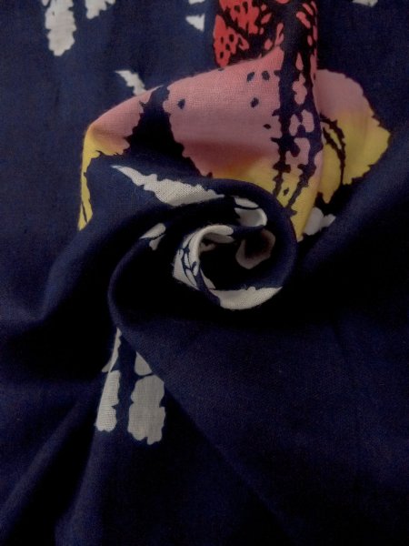 Photo11: O0228E Vintage Japanese kimono   Indigo Blue Pour Dyed Yukata for women / Cotton. Iris,   (Grade C) (11)
