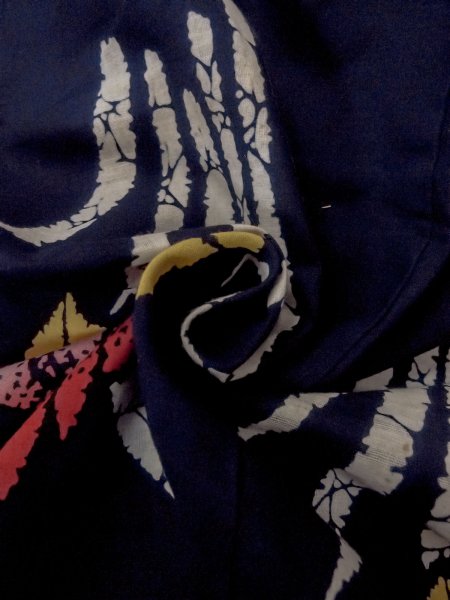 Photo12: O0228E Vintage Japanese kimono   Indigo Blue Pour Dyed Yukata for women / Cotton. Iris,   (Grade C) (12)