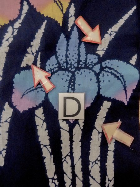 Photo17: O0228E Vintage Japanese kimono   Indigo Blue Pour Dyed Yukata for women / Cotton. Iris,   (Grade C) (17)