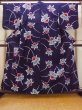 Photo1: O0228F Vintage Japanese kimono   Indigo Blue Pour Dyed Yukata for women / Cotton. Flower,   (Grade B) (1)