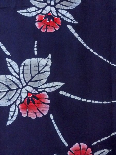 Photo4: O0228F Vintage Japanese kimono   Indigo Blue Pour Dyed Yukata for women / Cotton. Flower,   (Grade B) (4)