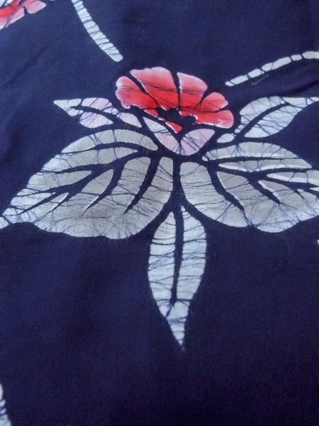 Photo10: O0228F Vintage Japanese kimono   Indigo Blue Pour Dyed Yukata for women / Cotton. Flower,   (Grade B) (10)