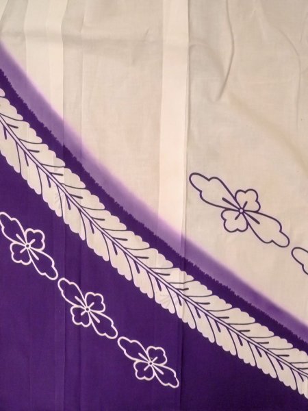 Photo3: O0228H Vintage Japanese kimono   White YUKATA summer(made in Japan) for women / Cotton/hemp Flower,   (Grade C) (3)