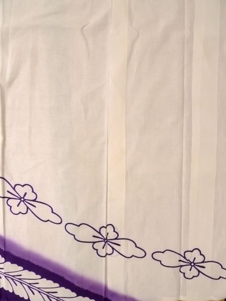 Photo4: O0228H Vintage Japanese kimono   White YUKATA summer(made in Japan) for women / Cotton/hemp Flower,   (Grade C) (4)