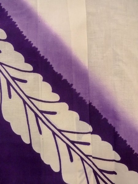 Photo5: O0228H Vintage Japanese kimono   White YUKATA summer(made in Japan) for women / Cotton/hemp Flower,   (Grade C) (5)