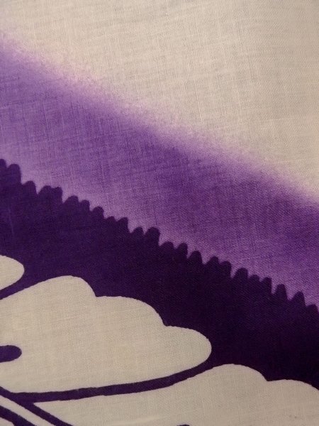 Photo8: O0228H Vintage Japanese kimono   White YUKATA summer(made in Japan) for women / Cotton/hemp Flower,   (Grade C) (8)