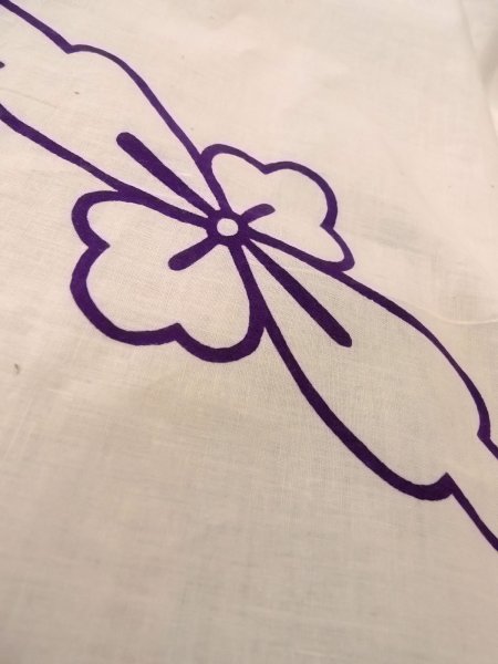 Photo11: O0228H Vintage Japanese kimono   White YUKATA summer(made in Japan) for women / Cotton/hemp Flower,   (Grade C) (11)