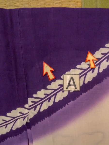 Photo16: O0228H Vintage Japanese kimono   White YUKATA summer(made in Japan) for women / Cotton/hemp Flower,   (Grade C) (16)