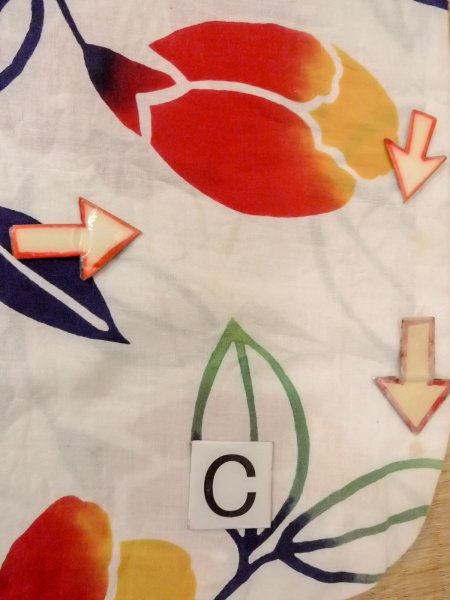 Photo16: O0228I Vintage Japanese kimono   White Pour Dyed Yukata for women / Cotton. Camellia,   (Grade D) (16)