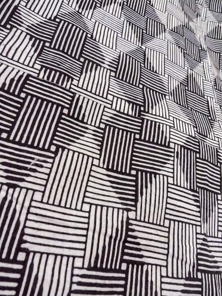 Photo8: O0228J Vintage Japanese kimono   White YUKATA summer(made in Japan) for women / Cotton/hemp Line,   (Grade D) (8)