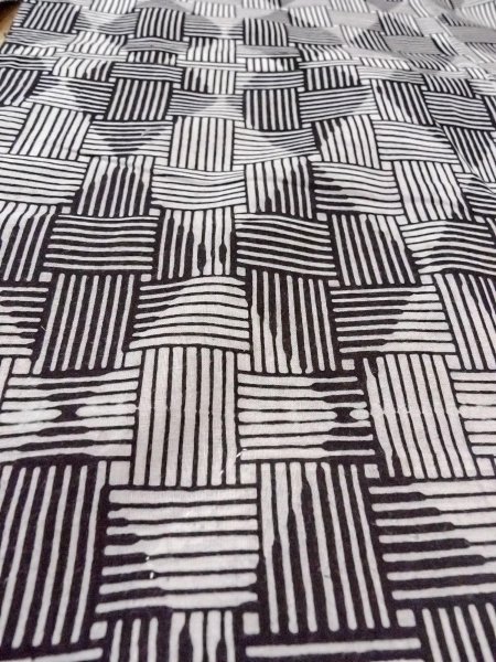 Photo10: O0228J Vintage Japanese kimono   White YUKATA summer(made in Japan) for women / Cotton/hemp Line,   (Grade D) (10)