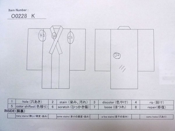 Photo13: O0228K Vintage Japanese kimono   White YUKATA summer(made in Japan) for women / Cotton. Geometrical pattern   (Grade B) (13)