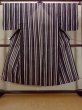 Photo1: O0228L Vintage Japanese kimono   Black Men's Yukata for women / Cotton. Stripes   (Grade B) (1)