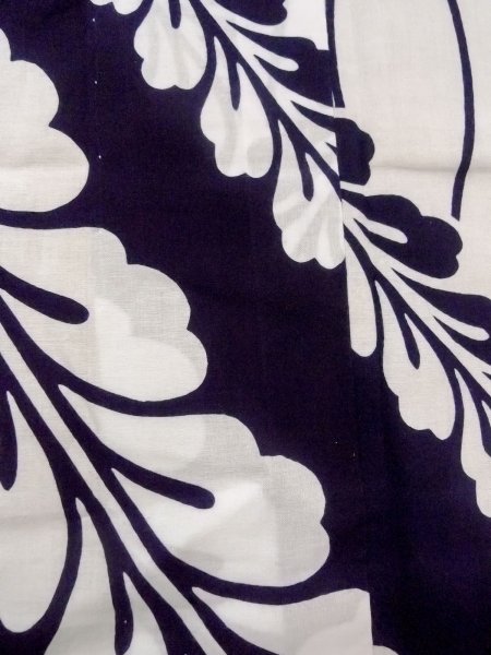 Photo5: O0228M Vintage Japanese kimono   White YUKATA summer(made in Japan) for women / Cotton. Flower,   (Grade B) (5)