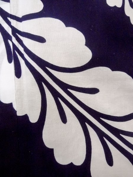 Photo6: O0228M Vintage Japanese kimono   White YUKATA summer(made in Japan) for women / Cotton. Flower,   (Grade B) (6)