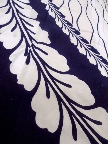Photo10: O0228M Vintage Japanese kimono   White YUKATA summer(made in Japan) for women / Cotton. Flower,   (Grade B) (10)