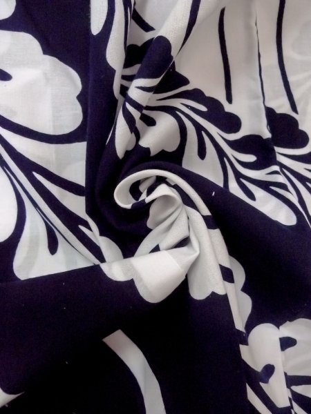 Photo13: O0228M Vintage Japanese kimono   White YUKATA summer(made in Japan) for women / Cotton. Flower,   (Grade B) (13)