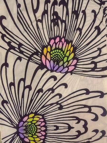 Photo3: O0228N Vintage Japanese kimono   White Pour Dyed Yukata for women / Cotton. Chrysanthemum   (Grade C) (3)