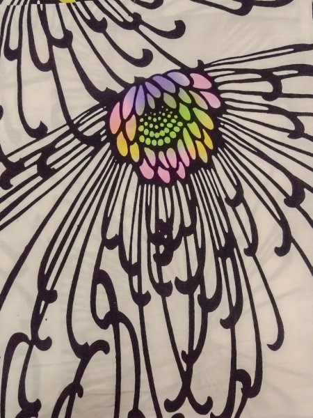 Photo4: O0228N Vintage Japanese kimono   White Pour Dyed Yukata for women / Cotton. Chrysanthemum   (Grade C) (4)