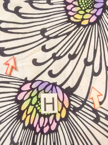 Photo22: O0228N Vintage Japanese kimono   White Pour Dyed Yukata for women / Cotton. Chrysanthemum   (Grade C) (22)