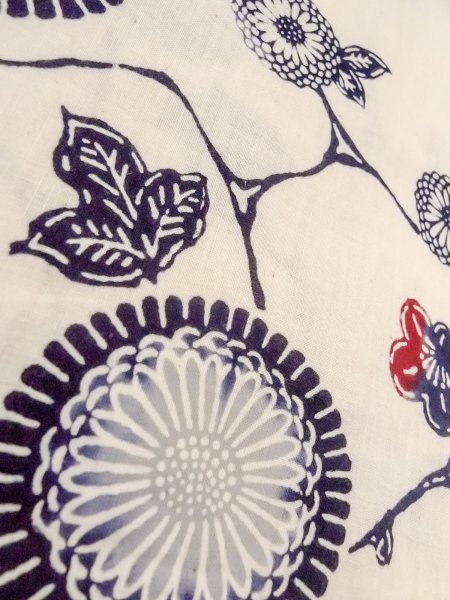 Photo8: O0228O Vintage Japanese kimono   White Pour Dyed Yukata for women / Linen. Chrysanthemum,   (Grade C) (8)