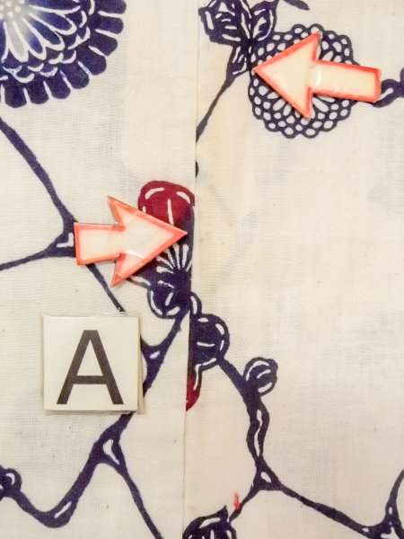 Photo14: O0228O Vintage Japanese kimono   White Pour Dyed Yukata for women / Linen. Chrysanthemum,   (Grade C) (14)