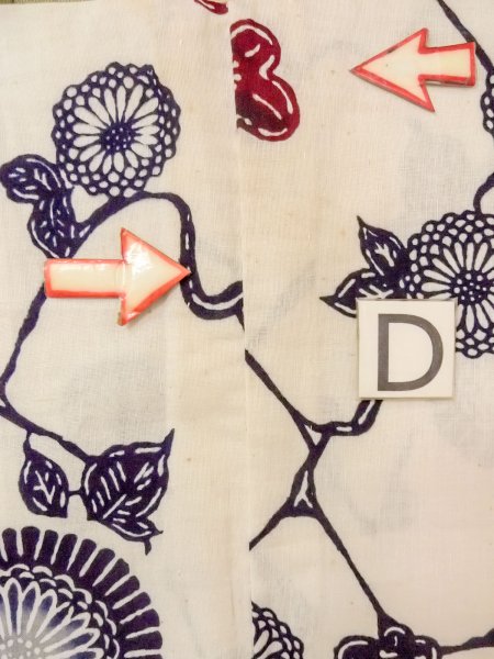 Photo17: O0228O Vintage Japanese kimono   White Pour Dyed Yukata for women / Linen. Chrysanthemum,   (Grade C) (17)