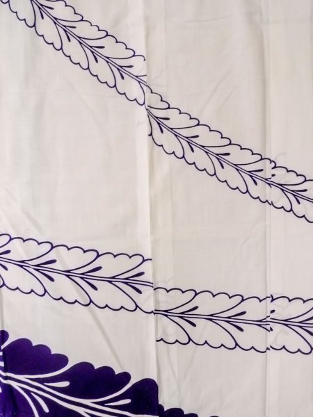 Photo4: O0228P Vintage Japanese kimono   White YUKATA summer(made in Japan) for women / Cotton. Flower   (Grade D) (4)