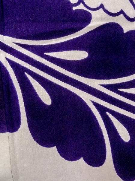 Photo7: O0228P Vintage Japanese kimono   White YUKATA summer(made in Japan) for women / Cotton. Flower   (Grade D) (7)