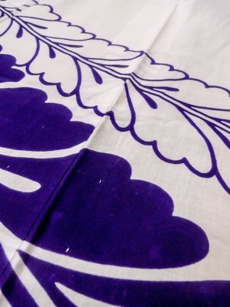 Photo10: O0228P Vintage Japanese kimono   White YUKATA summer(made in Japan) for women / Cotton. Flower   (Grade D) (10)