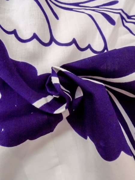 Photo11: O0228P Vintage Japanese kimono   White YUKATA summer(made in Japan) for women / Cotton. Flower   (Grade D) (11)