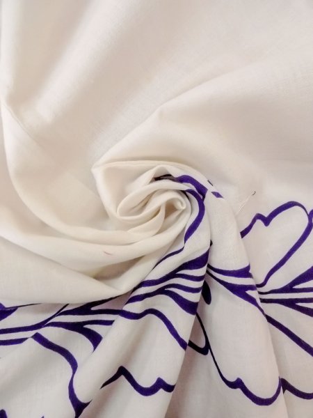 Photo12: O0228P Vintage Japanese kimono   White YUKATA summer(made in Japan) for women / Cotton. Flower   (Grade D) (12)