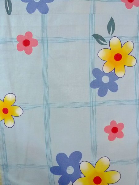 Photo4: O0228Q Vintage Japanese kimono  Light Light Blue YUKATA summer(made in Other than Japan) for women / Cotton. Flower,   (Grade B) (4)