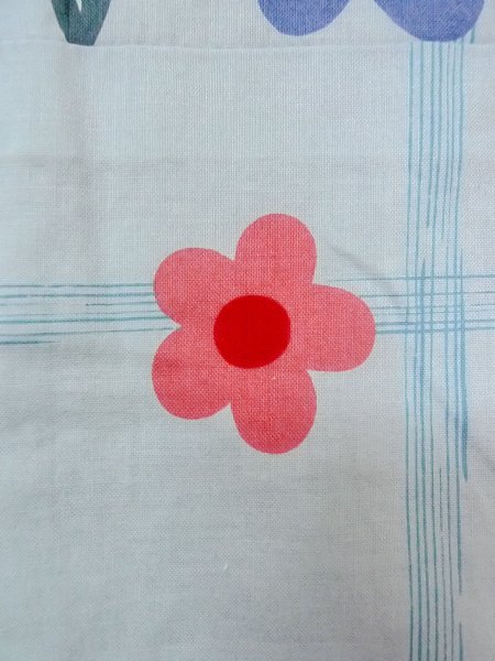 Photo7: O0228Q Vintage Japanese kimono  Light Light Blue YUKATA summer(made in Other than Japan) for women / Cotton. Flower,   (Grade B) (7)