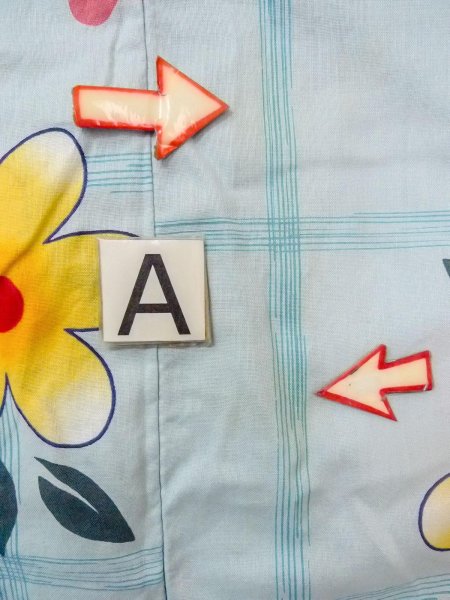 Photo14: O0228Q Vintage Japanese kimono  Light Light Blue YUKATA summer(made in Other than Japan) for women / Cotton. Flower,   (Grade B) (14)