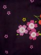 Photo3: O0228R Vintage Japanese kimono   Black YUKATA summer(made in Other than Japan) for women / Cotton. SAKURA cherry blossom   (Grade B) (3)