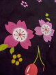 Photo8: O0228R Vintage Japanese kimono   Black YUKATA summer(made in Other than Japan) for women / Cotton. SAKURA cherry blossom   (Grade B) (8)