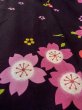 Photo10: O0228R Vintage Japanese kimono   Black YUKATA summer(made in Other than Japan) for women / Cotton. SAKURA cherry blossom   (Grade B) (10)
